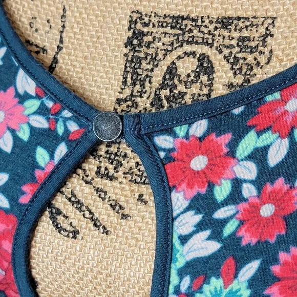 FREE PEOPLE Women's Cutout Keyhole Knit Floral Mini Dress Size Small Teal - Picture 10 of 13